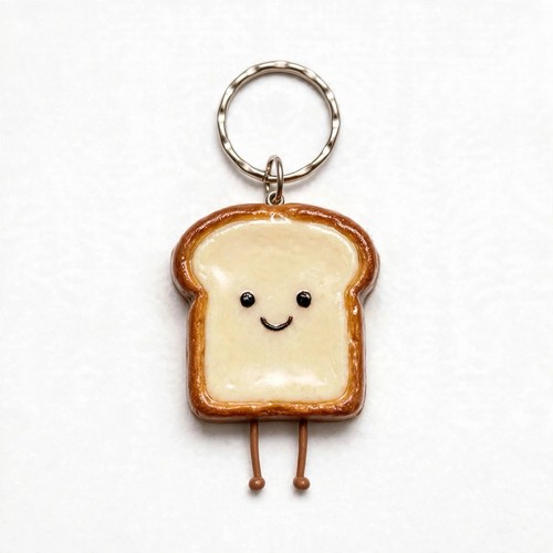 Toast keyring cartoon - keyring., bread