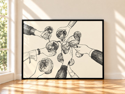 Cocktail toast art print - cocktail,