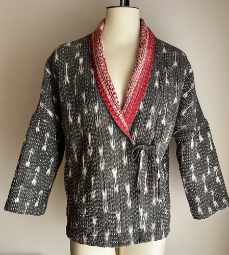 Toast ikat kantha jacket - kantha, grey
