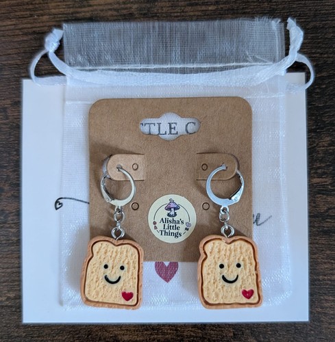 Cute toast leverback earrings - toast,