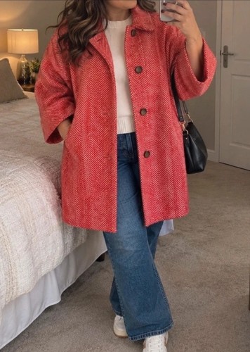 Toast red cream herringbone - red,