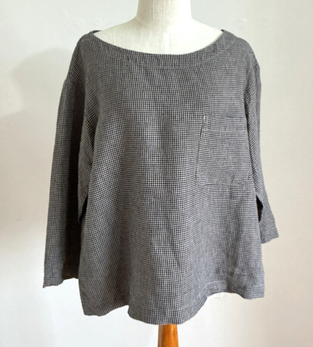 Toast micro check linen top - check, xs