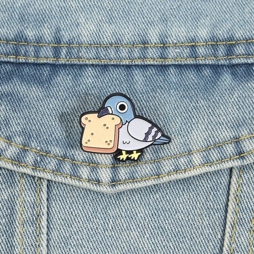 Cute pigeon holding - holding, toast