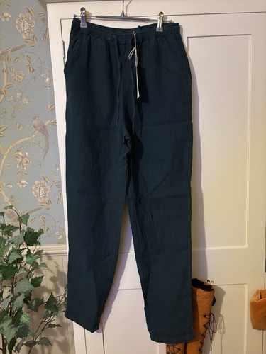 Toast linen teal trousers - toast,