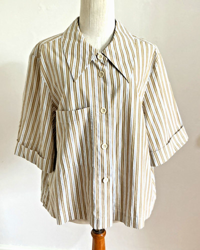 Toast stripe shirt top - toast,