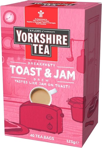 Yorkshire tea toast and - tea, jam